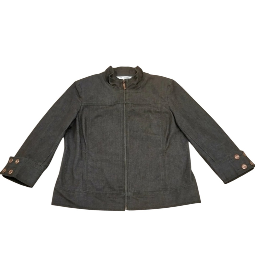 NWOT St. John Brown Bronze Denim Jacket with Bronze Hardware Logo